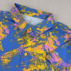 Fabletics Spraypaint 24-7 XL Mens‎ Polo Shirt Stretch Modal Loud Abstract 23x28